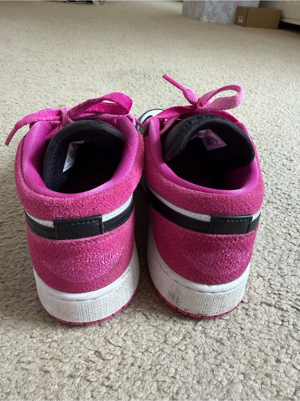 Jordan Low-Top Sneakers in White, Black & Pink